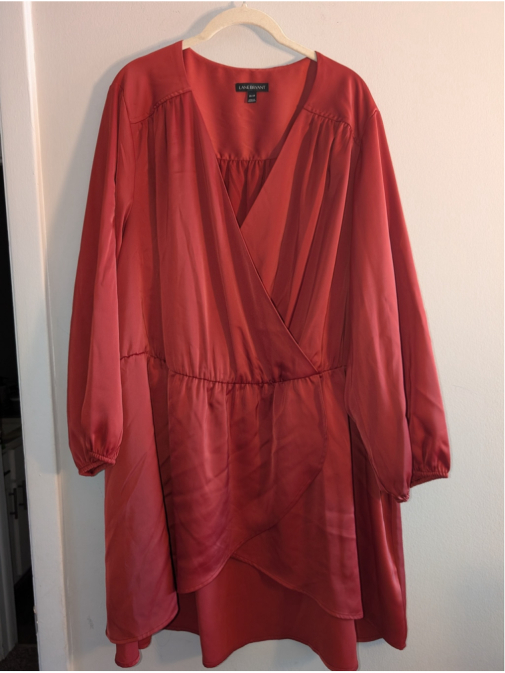 LANE BRYANT Long Sleeve Dress Plus Size 26/28 Red, womens